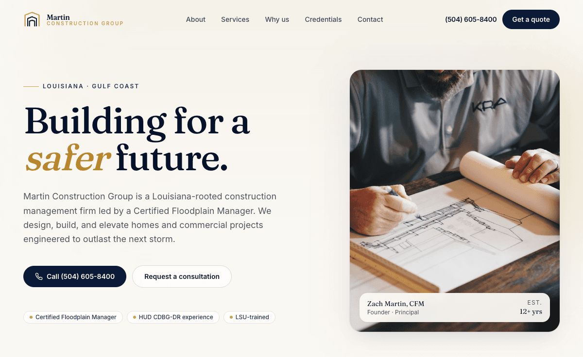 Screenshot of Martin Construction