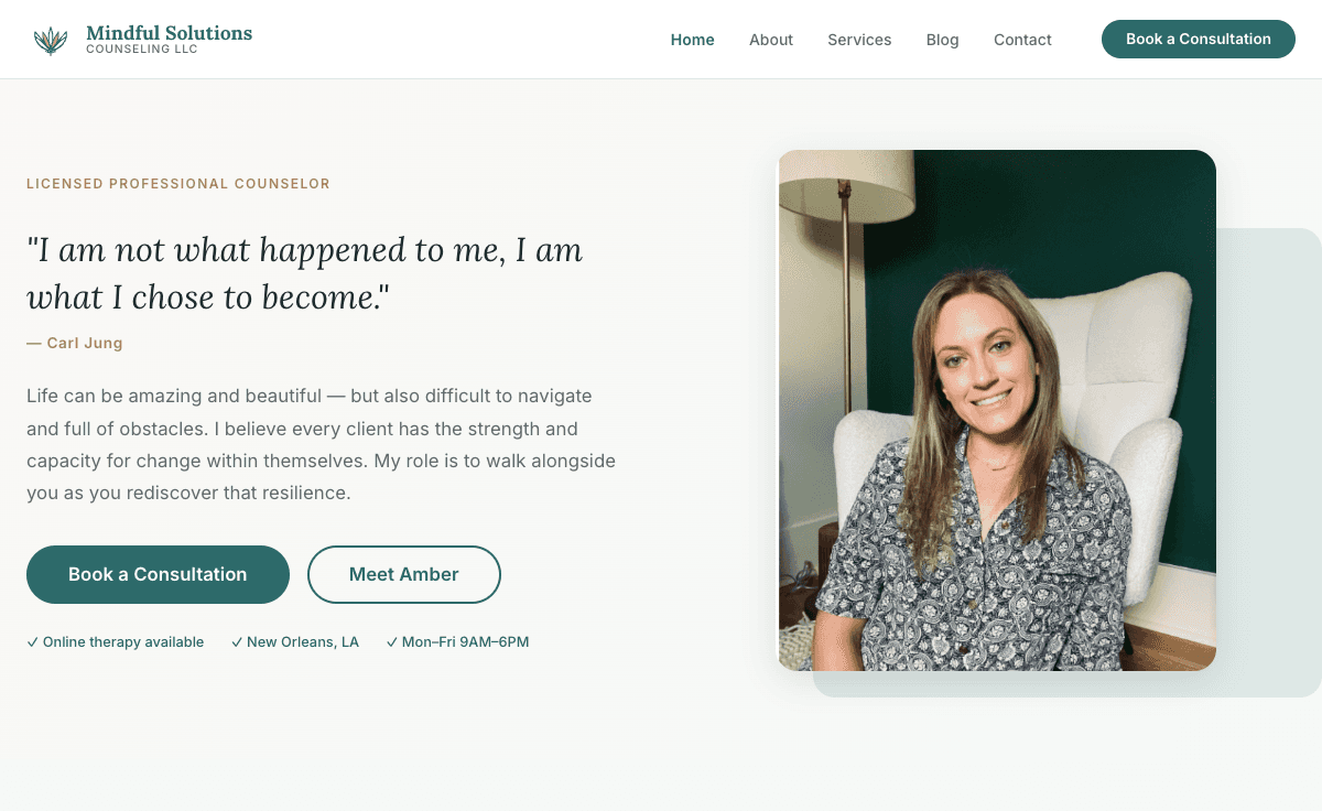 Screenshot of Mindful Solutions NOLA